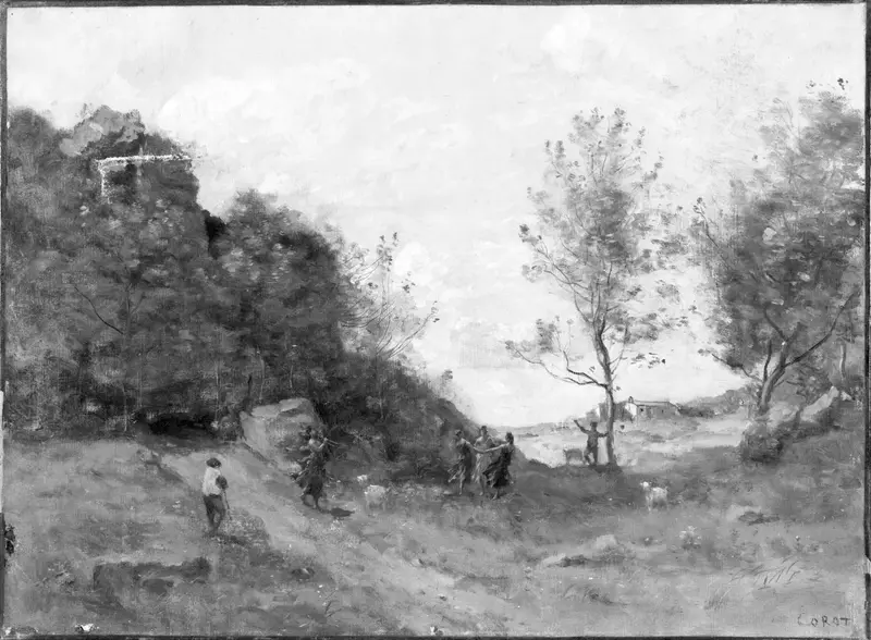 Goatherd in a Landscape, oil on canvas by Jean-Baptiste-Camille Corot