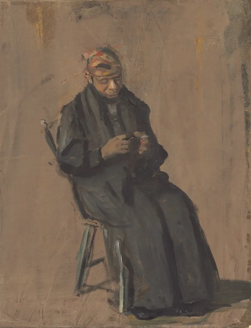 A portrait by Thomas Eakins featuring a woman and a young girl.