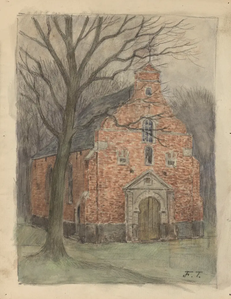 Chapel in a forest, oil on canvas by Jean-François Taelemans