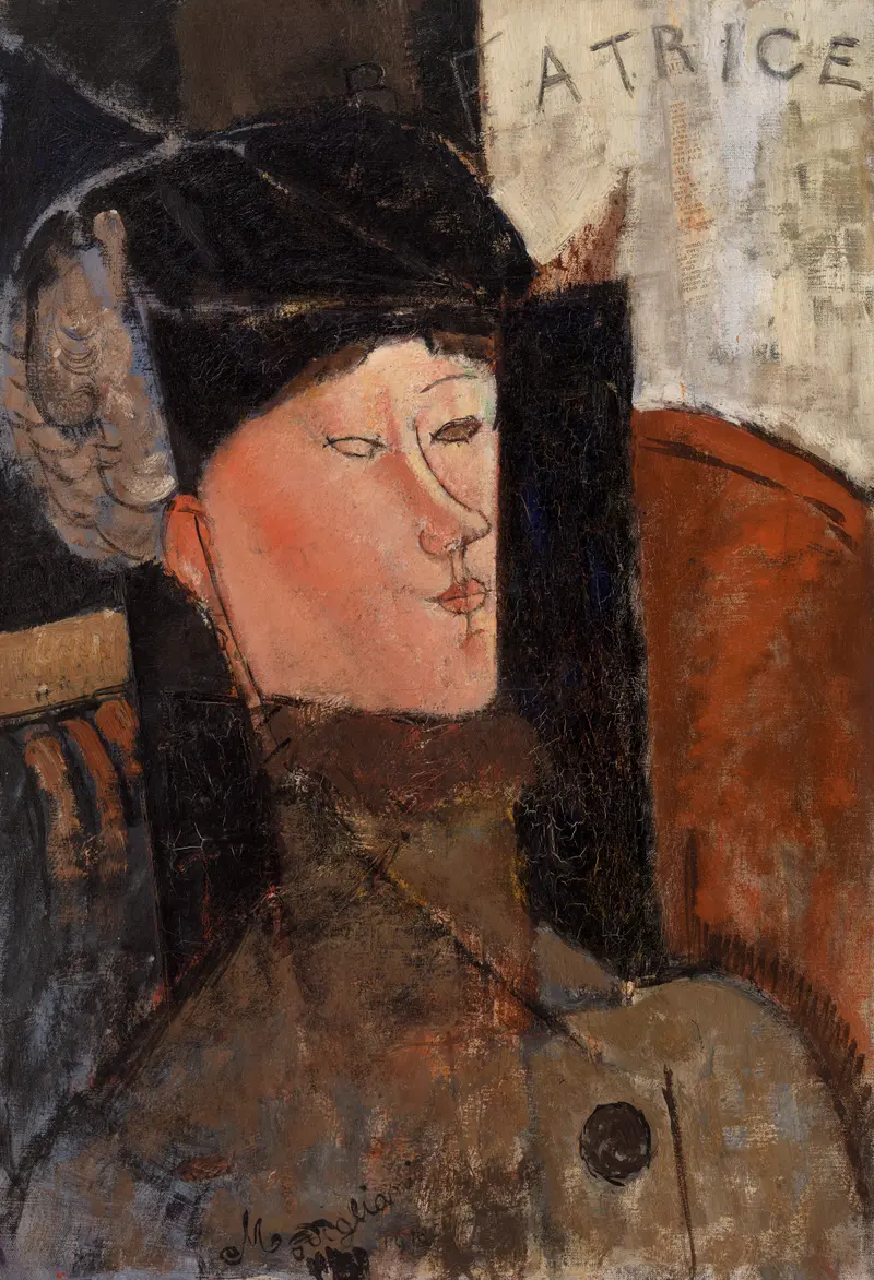 Amedeo Modigliani's 'Portrait of Béatrice Hastings' features an elongated neck and almond-shaped eyes.