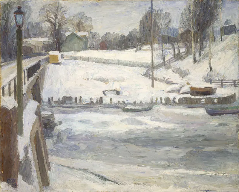 Landscape with shadows and light, oil painting by Erik Werenskiold