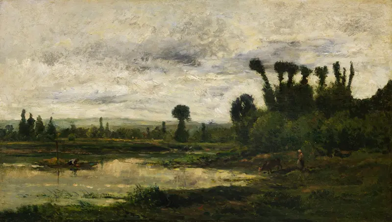 Bords de l’Oise, Temps d'Orage by Charles François Daubigny, oil painting depicting a stormy river landscape.