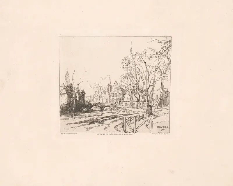 Landscape of Le pont du Beguinage à Bruges by Auguste Lepère, oil painting