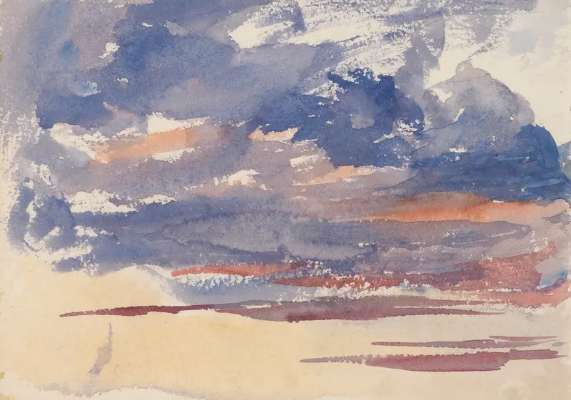 Cloudy sky in watercolor on paper by Barbara Bodichon