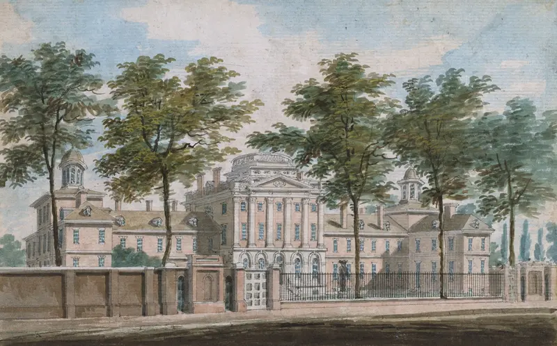 Engraving of The Pennsylvania Hospital courtyard by Pavel Petrovich Svinin
