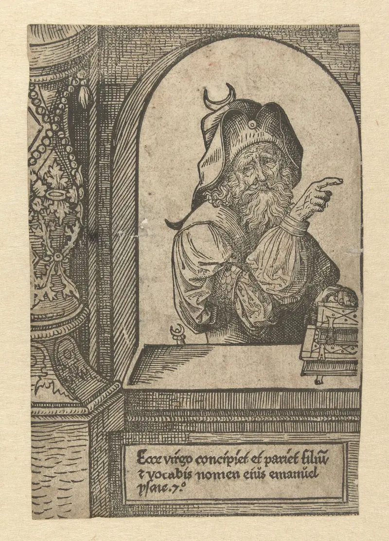 Religious depiction of prophet Jesaja by Jacob Cornelisz van Oostsanen, paper medium