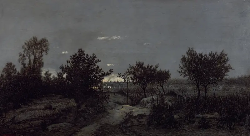 Landscape at dawn, oil on canvas by Théodore Rousseau