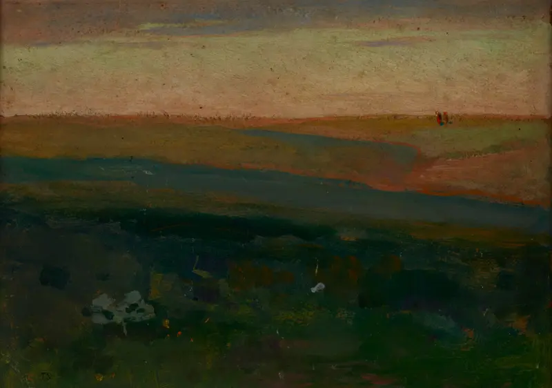 Green Steppe in the Ukraine, oil on canvas by Jan Stanisławski depicting rolling hills and a vast sky.