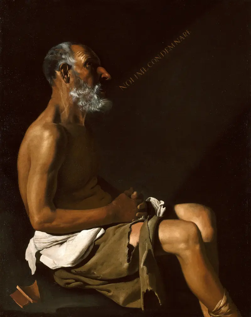 Job, oil on canvas by Spanish, featuring a central figure in despair with dramatic chiaroscuro.