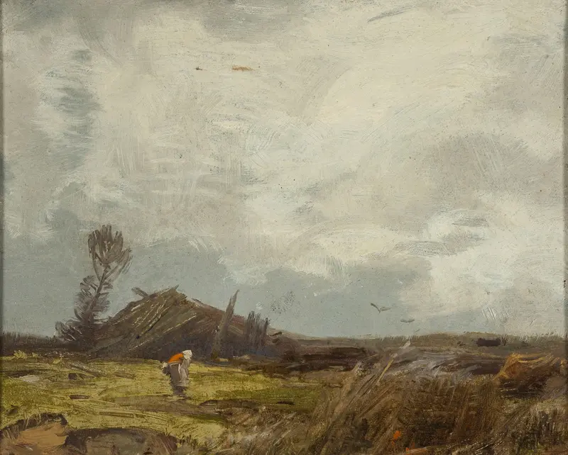 Countryside landscape with a hut by Roman Kazimierz Kochanowski, oil painting
