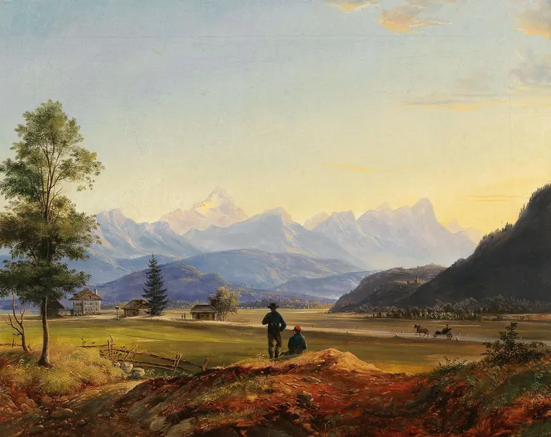 Landscape featuring Triglav and Mittagskogel by Markus Pernhart, oil painting