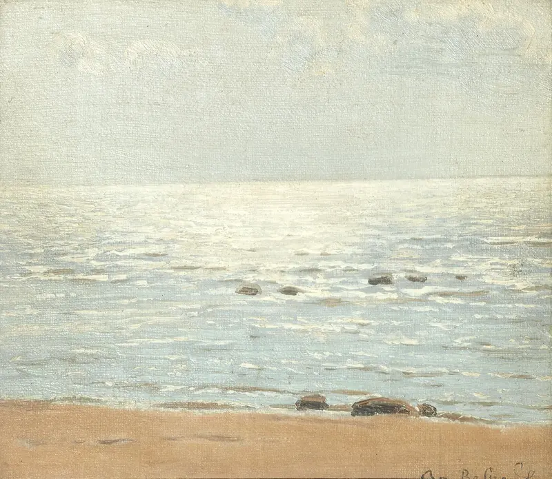 A serene seascape depicting the gentle meeting of water and sky at Terijoki.