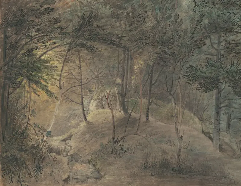 Landscape with a stream and foliage by William Russell Birch, c. 1808