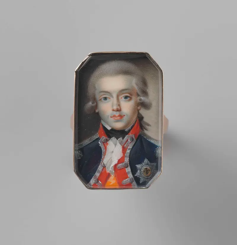 Neoclassical metal ring featuring a portrait of Willem George Frederik by Unknown Artist