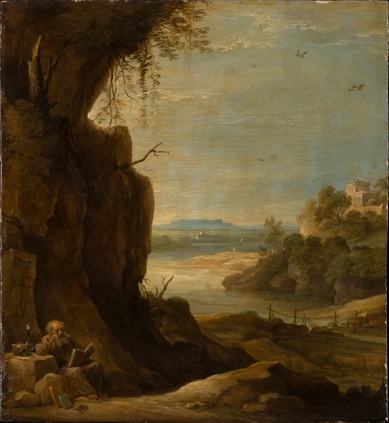 Southern Landscape with St Anthony the Hermit by David Teniers the Younger, oil painting