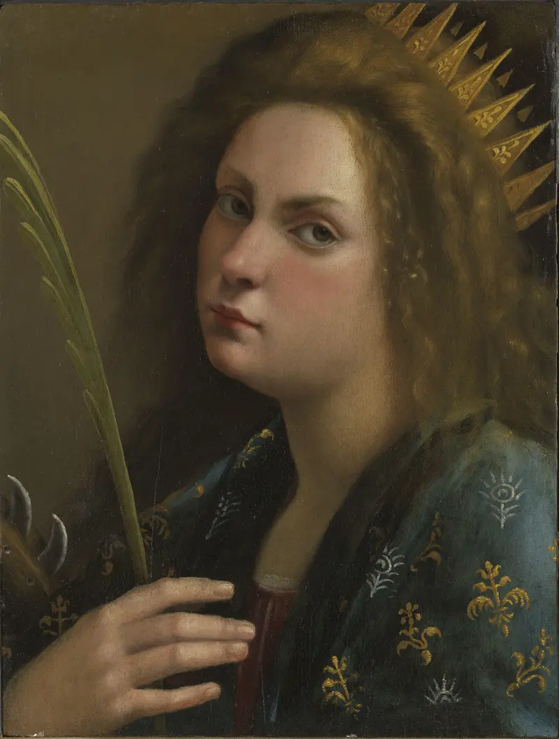 Self-Portrait of Artemisia Gentileschi as Saint Catherine of Alexandria, showcasing her strength and resolve.