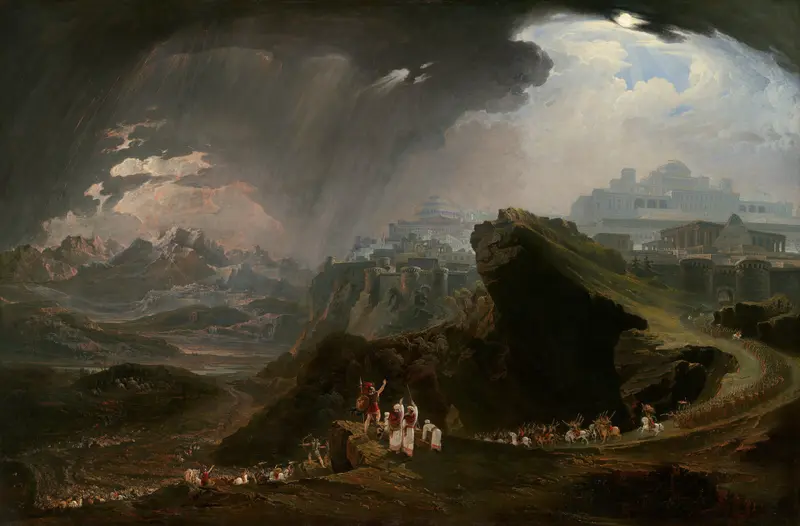 Joshua commanding the sun to stand still, oil on canvas by John Martin