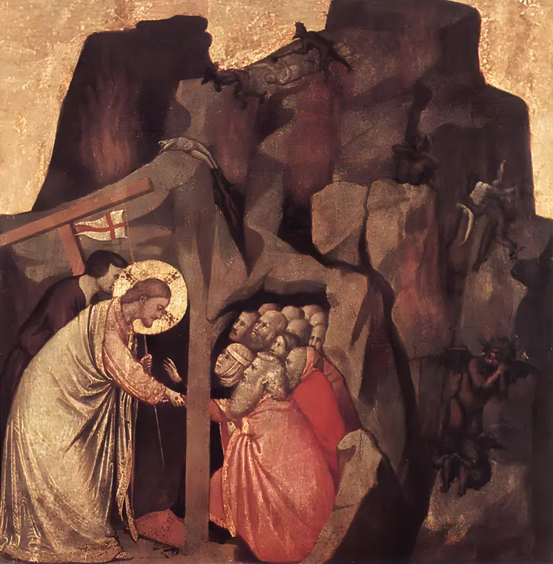 Giotto's 'The Descent into Limbo' depicts Christ's descent to free the righteous dead.