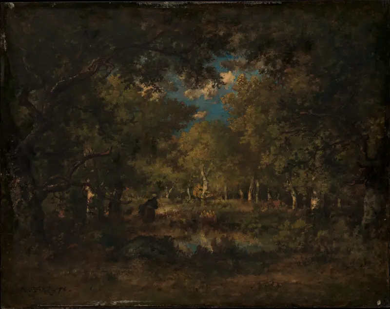 Forest landscape with trees and light, oil painting by Narcisse-Virgile Diaz de La Peña