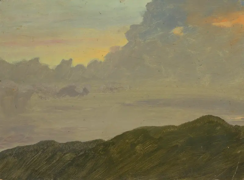 Hilltop and Clouds by Frederic Edwin Church, oil painting depicting a hilltop under dramatic clouds.