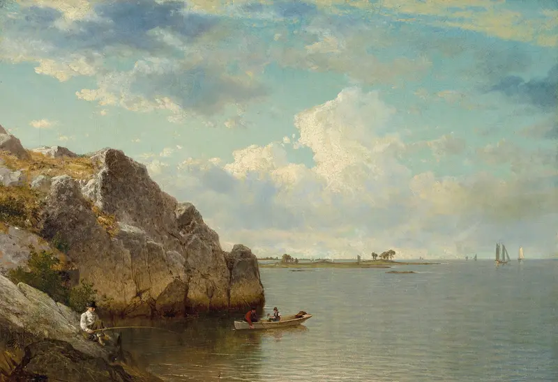 Landscape of hills and greenery in oil on canvas by David Johnson