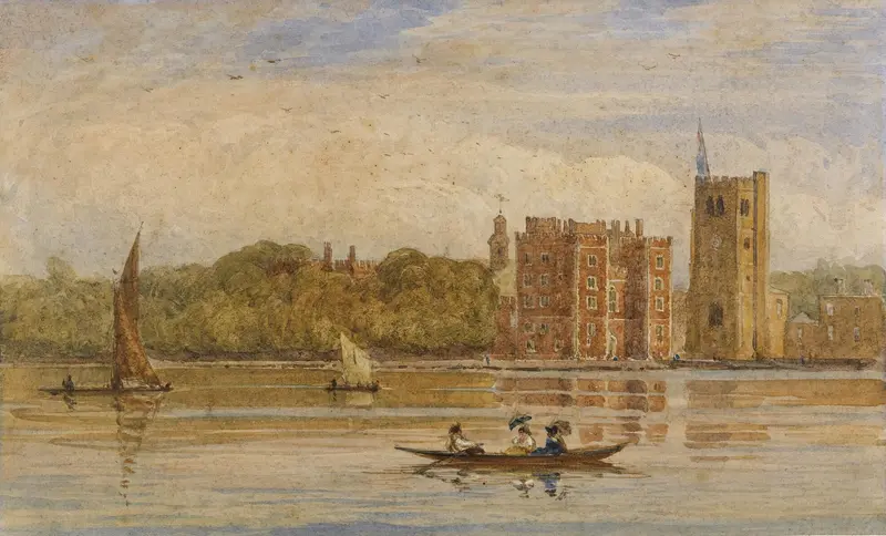 Marine scene with boats on the river, oil painting by David Cox