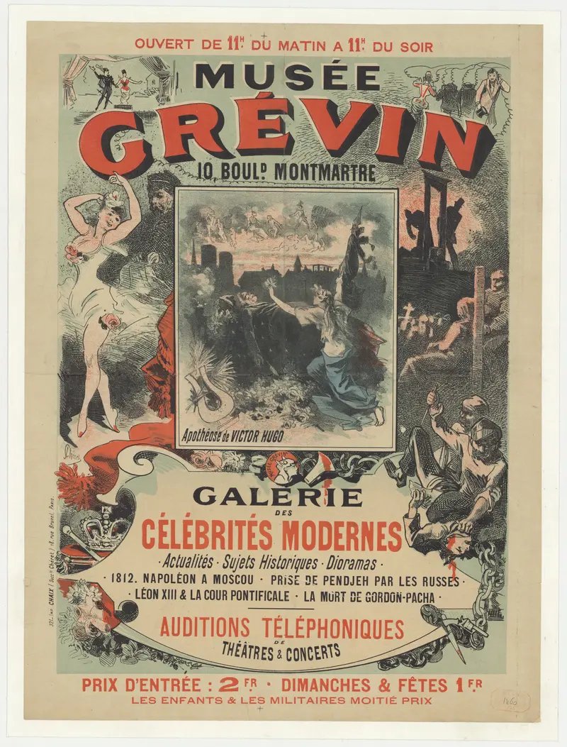 A vibrant poster celebrating Victor Hugo at the Musée Grévin.