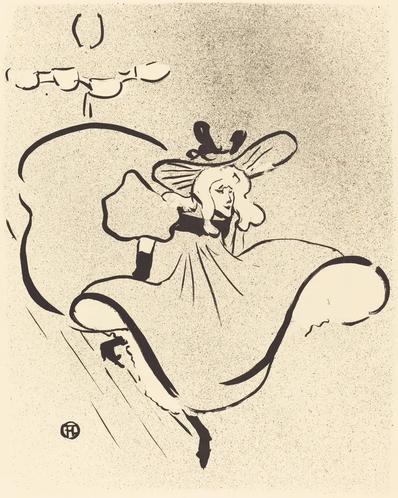 Henri de Toulouse-Lautrec's painting 'Jane Avril' captures the vibrant spirit of the famous French can-can dancer.