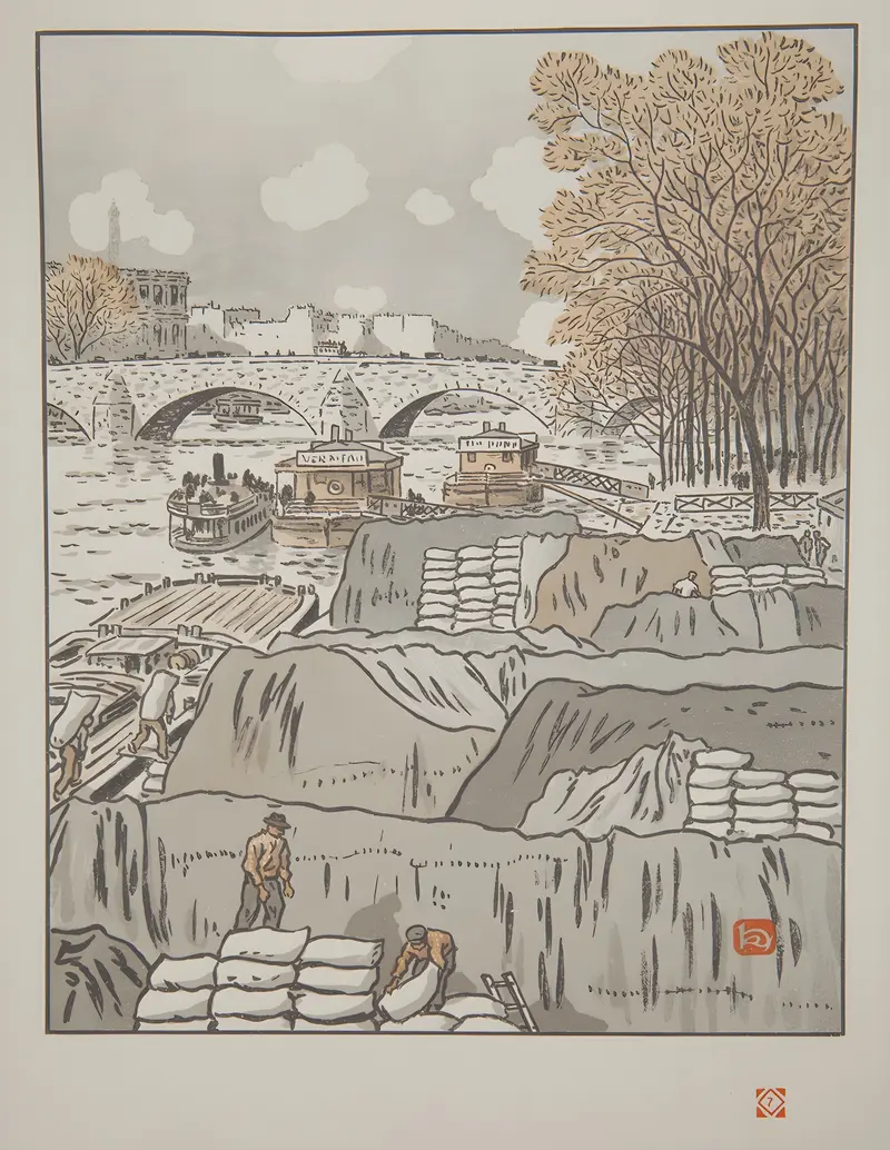 Henri Rivière's 'Du Pont des Saints Peres' captures a serene riverside scene.