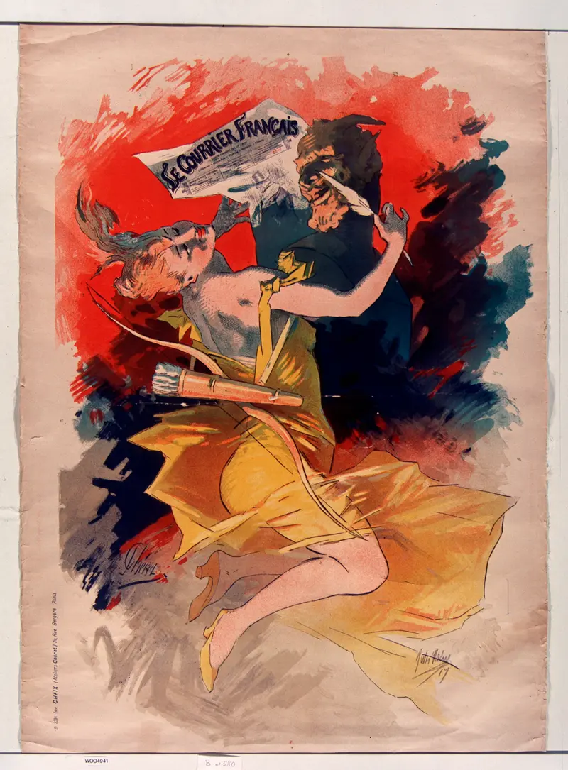 A vibrant poster by Jules Chéret showcasing French postal services.