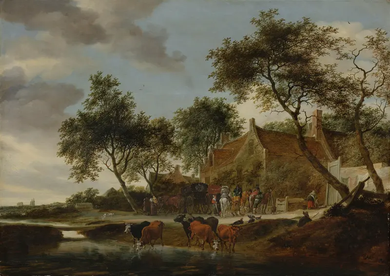Landscape with water and trees, oil painting by Salomon van Ruysdael