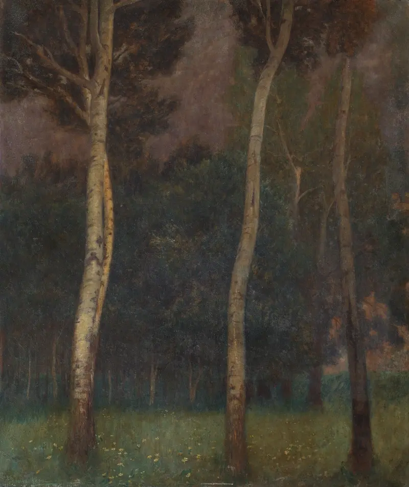 Niederösterreichische Baumlandschaft by Eduard Ameseder, impressionism, landscape with trees and light.