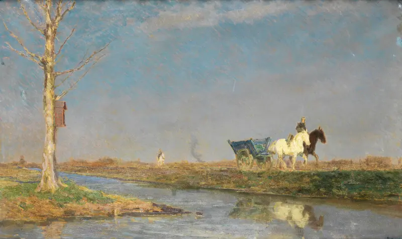 Serene landscape with gentle hues by Beppe Ciardi, impressionism