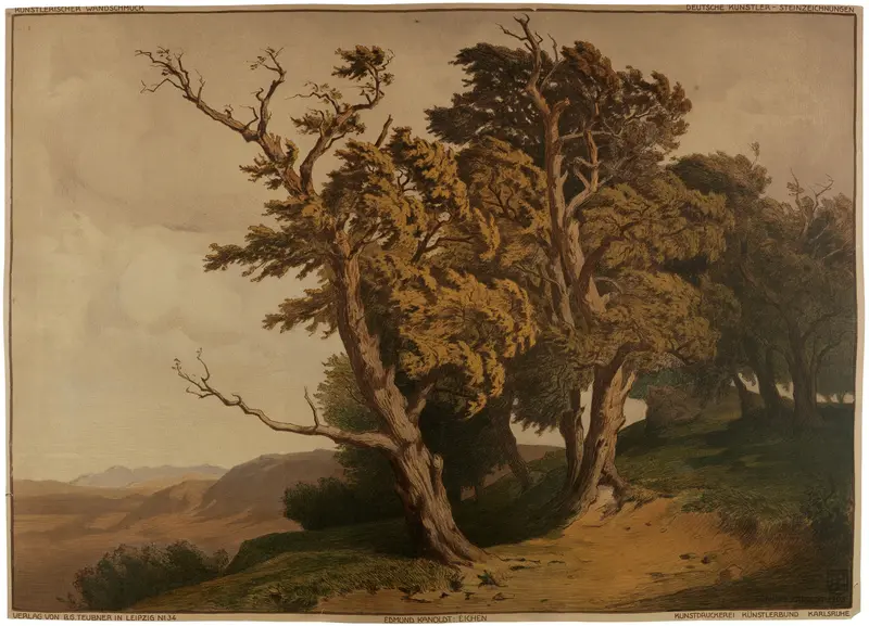Eichen by Edmund Kanoldt, oil painting of a majestic oak illuminated by golden light