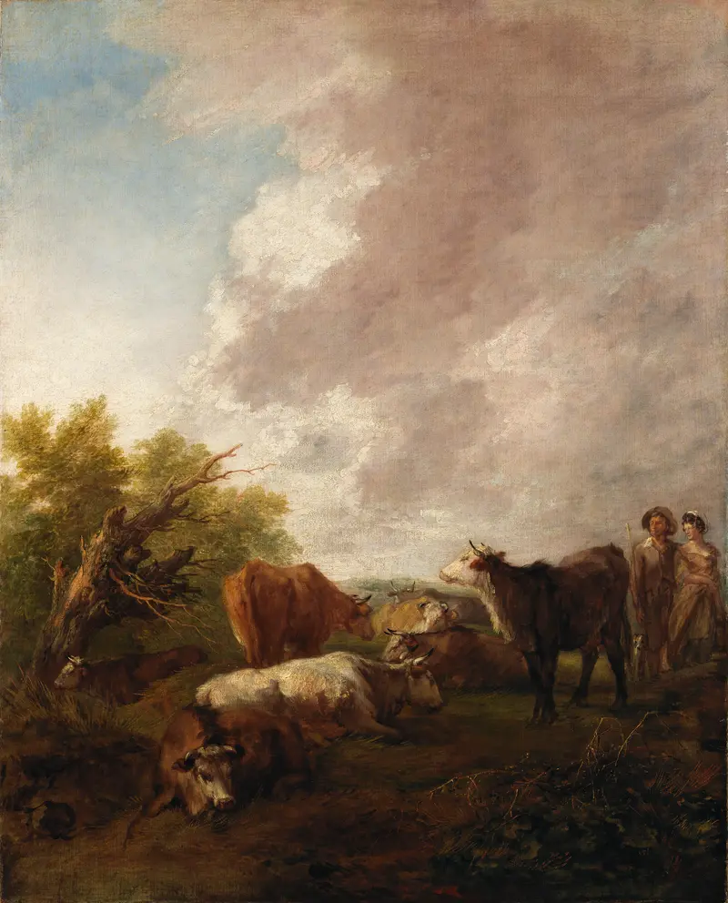 Landscape with Cattle by Thomas Gainsborough, oil on canvas, showing cattle in a tranquil landscape.