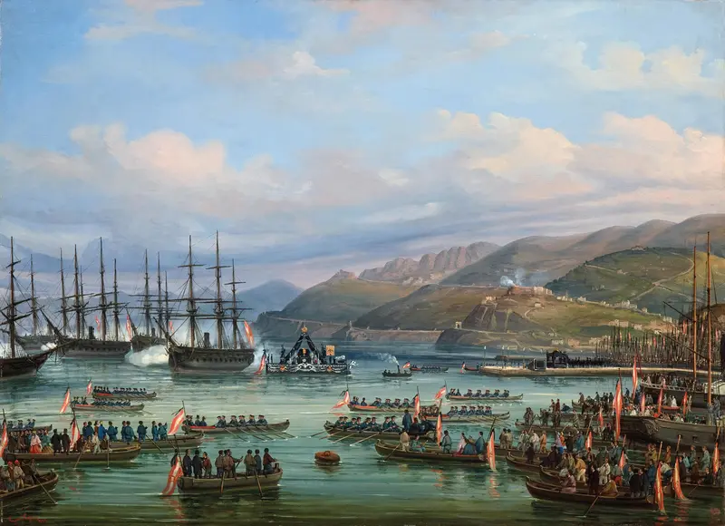 Historical scene of a solemn procession by Giovanni Grubas, medium unknown.