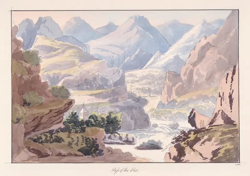 Landscape depicting the Ebro River by Charles Hamilton Smith, oil painting