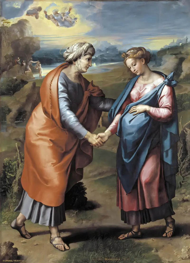 The Visitation depicts the moment when Mary visits Elizabeth, capturing their emotional connection.