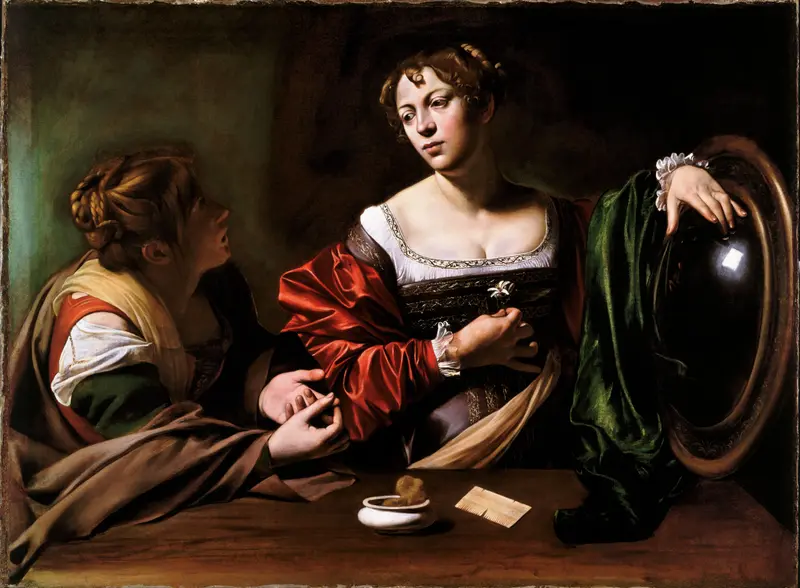 Caravaggio's 'Martha and Mary Magdalene' depicts a moment of contemplation.