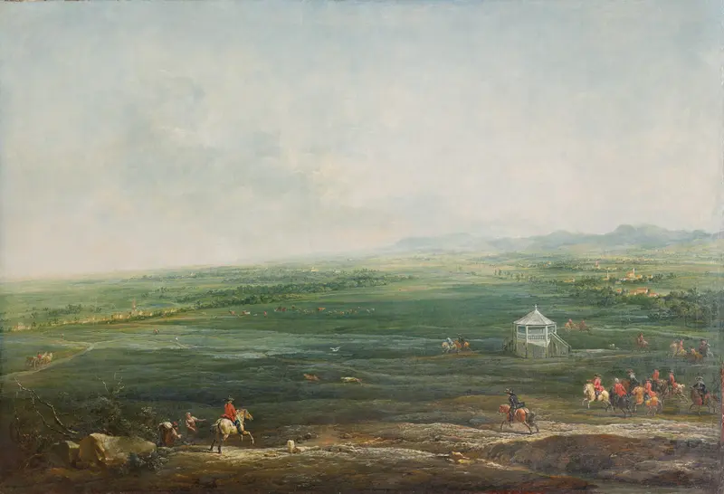 Laxenburg vom Münkendorfer Lusthaus gegen, oil on canvas by Johann Christian Brand