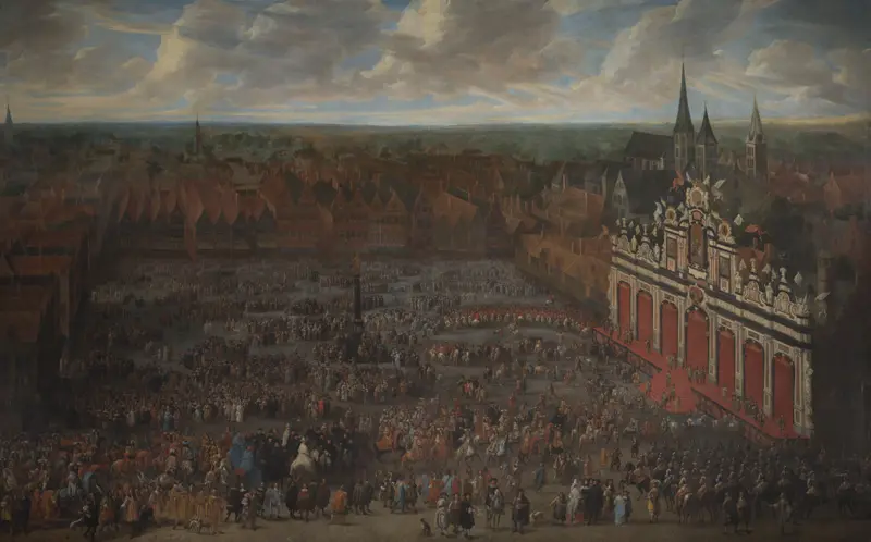 Historical scene of Charles II's investiture, oil painting by François Duchatel