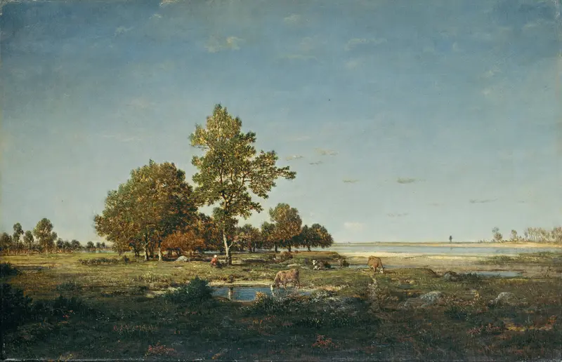 Landscape with a clump of trees, oil on canvas by Théodore Rousseau