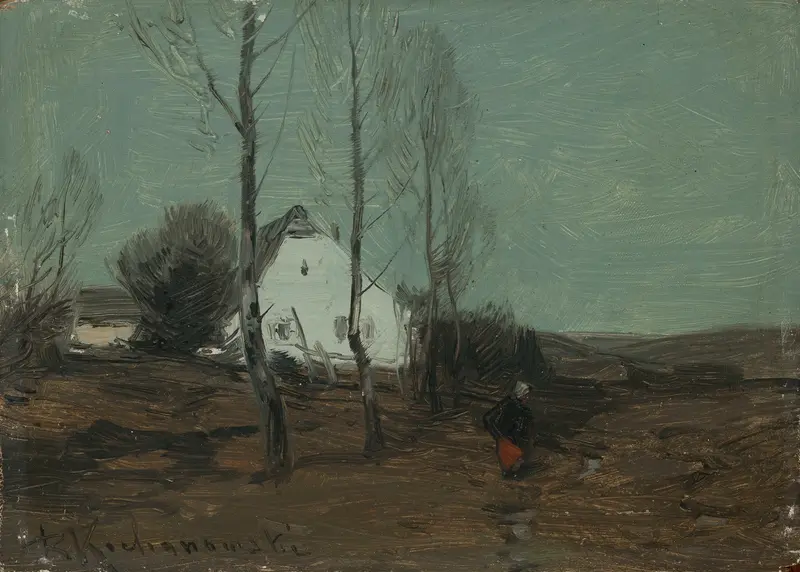Landscape with a cottage, oil on canvas by Roman Kazimierz Kochanowski