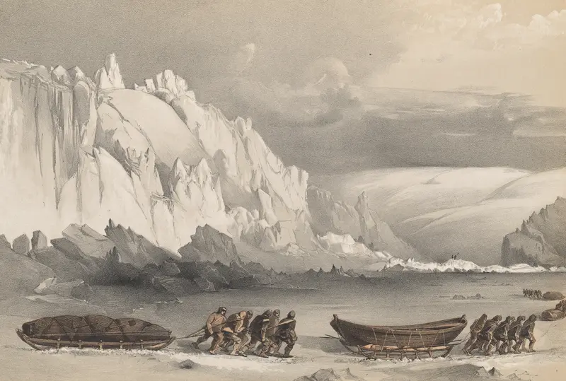Division of Sledges passing Cape Lady Franklin, oil on canvas by Walter William May