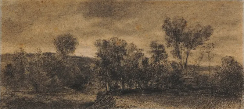 Paysage boisé by Théodore Rousseau, oil painting depicting a forest with sunlight filtering through leaves.