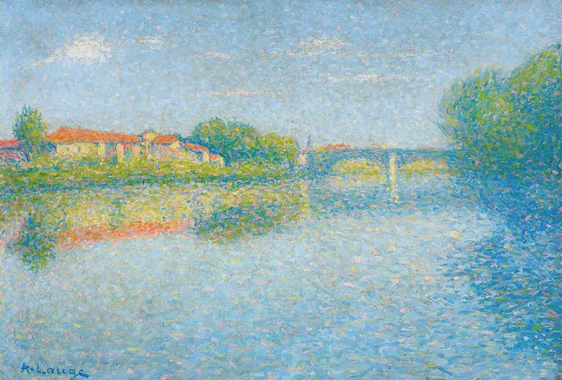 La Garonne À Toulouse by Achille Laugé, oil painting of a serene river landscape.