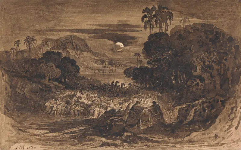The Rescue of Lot, oil on canvas by John Martin, featuring figures and swirling clouds with dramatic light.