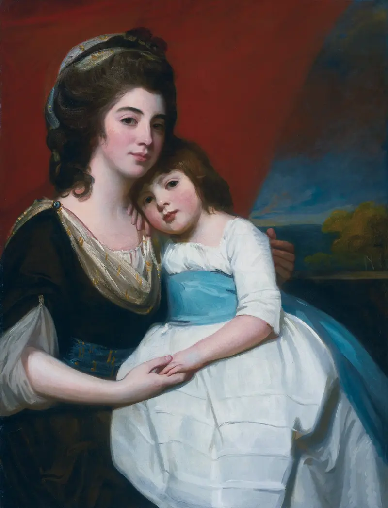 Portrait of Lady Georgiana Smyth and her son by George Romney.