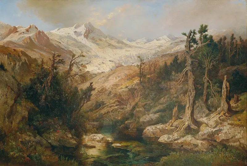 Rauriser Goldberggletscher by Adolf Obermüllner, depicting a glacier landscape in oil painting.