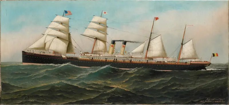 Realism oil painting of the ship 'Westernland' by Antonio Jacobsen